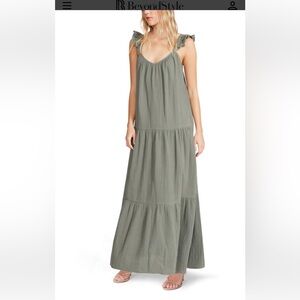 BB Dakota by Steve Madden Ella Flutter Strap Cotton Maxi Dress, XS, sage